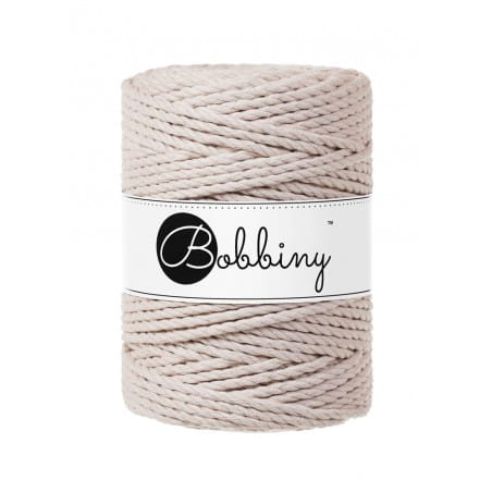 Sznurek skręcany 3-żyłowy bawełniany Bobbiny 3ply Macrame Rope / Cielisty / Nude / 5mm / 100m