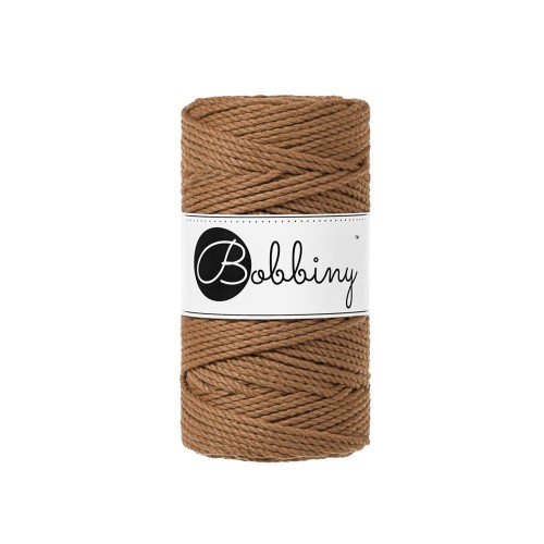 Sznurek skręcany 3-żyłowy bawełniany Bobbiny 3ply Macrame Rope / Karmel / Caramel / 3mm / 100m