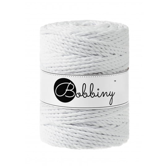 Sznurek skręcany 3-żyłowy bawełniany Bobbiny 3ply Macrame Rope / Biały / White / 5mm / 100m