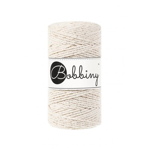 Sznurek skręcany 3-żyłowy bawełniany Bobbiny 3ply Macrame Rope / Naturalne Złoto / Golden Natural / 3mm / 100m
