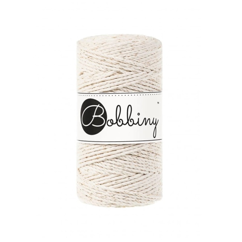 Sznurek skręcany 3-żyłowy bawełniany Bobbiny 3ply Macrame Rope / Naturalne Złoto / Golden Natural / 3mm / 100m