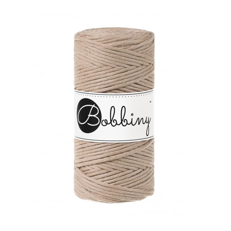 Sznurek skręcany bawełniany Bobbiny Macrame Cord / Piaskowy / Sand / 3mm / 100m