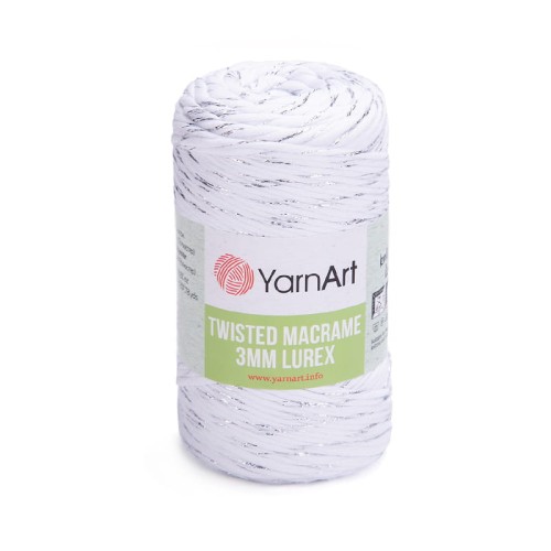 Sznurek YarnArt Twisted Macrame Lurex 3mm 751 / biel + srebro