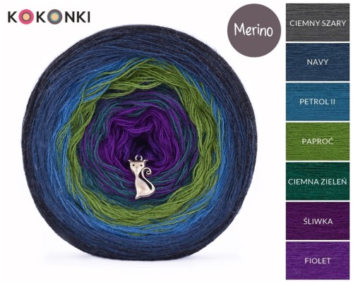 Merino 507 - Ciemny szary/navy/petrol II/paproć/ciemna zieleń/śliwka/fiolet