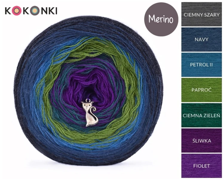 Merino 507 - Ciemny szary/navy/petrol II/paproć/ciemna zieleń/śliwka/fiolet