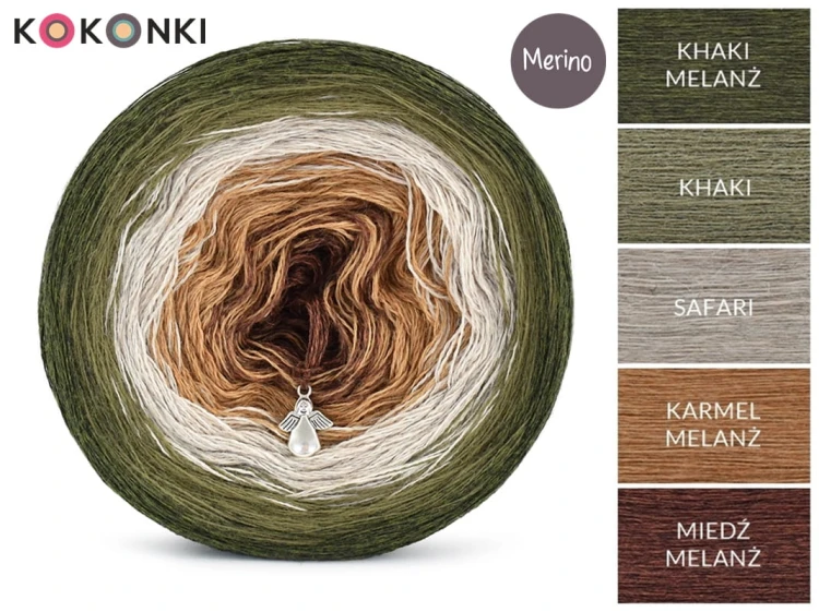 KOKONEK Merino 675 Rusty forest - Khaki melanż/khaki/safari/karmel melanż/miedź melanż