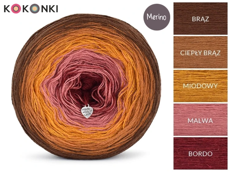 KOKONEK Merino 686 New horizons - Brąz/ciepły brąz/miodowy/malwa/bordo