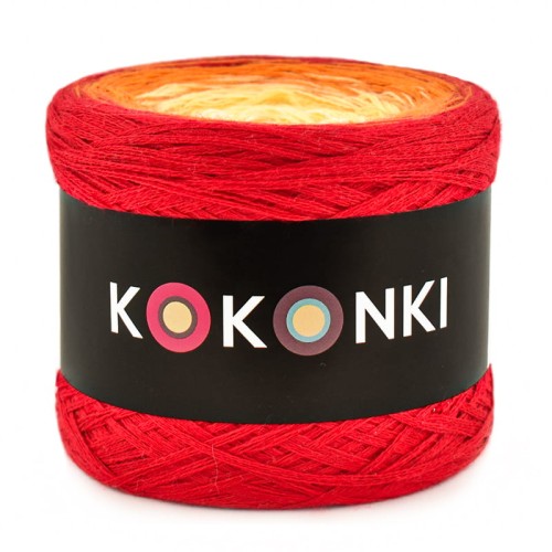 KOKONEK Merino 687 - Czerwień/pomarańcz/zółty/biel
