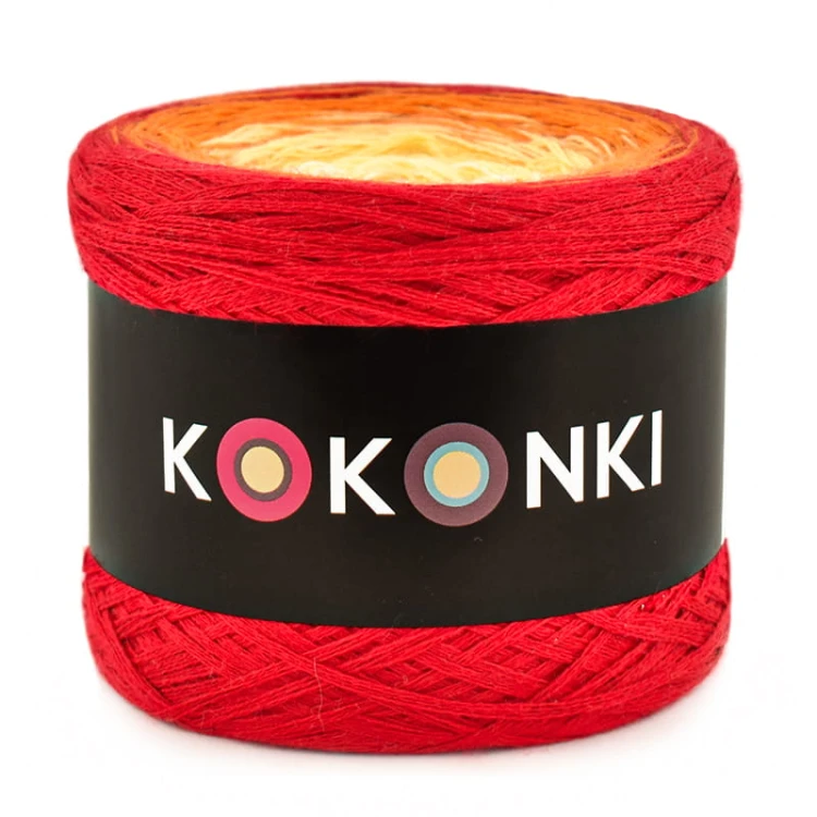 KOKONEK Merino 687 - Czerwień/pomarańcz/zółty/biel