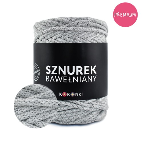 PREMIUM sznurek bawełniany by KOKONKI 5mm / rolka 100m / szary