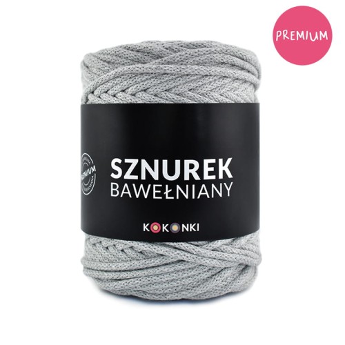 PREMIUM sznurek bawełniany by KOKONKI 5mm / rolka 100m / szary