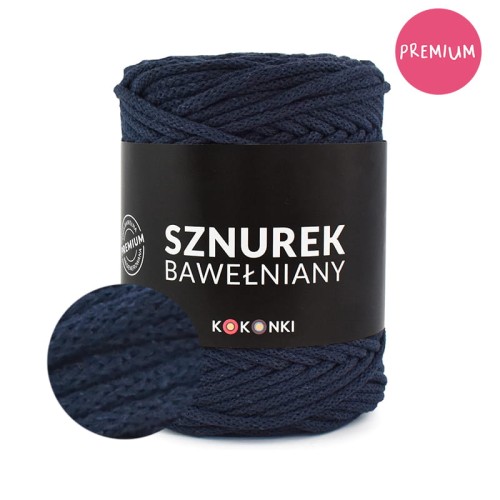 PREMIUM sznurek bawełniany by KOKONKI 5mm / rolka 100m / granat