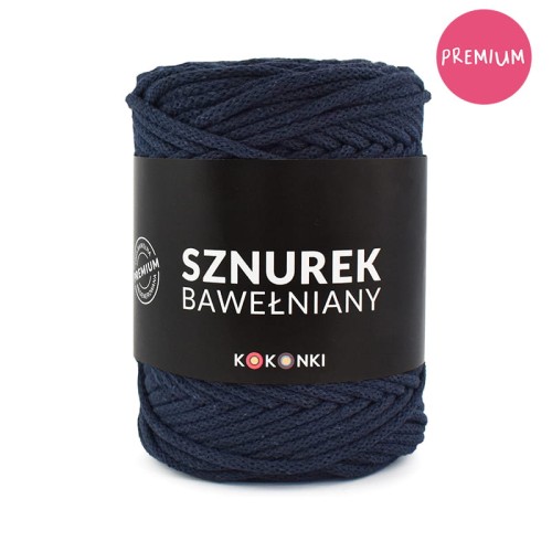 PREMIUM sznurek bawełniany by KOKONKI 5mm / rolka 100m / granat