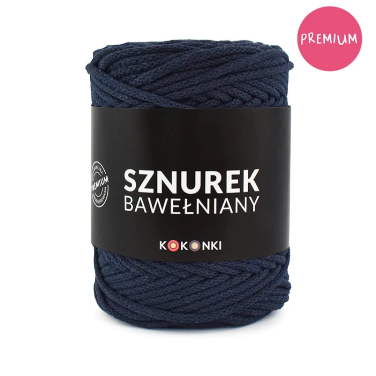 PREMIUM sznurek bawełniany by KOKONKI 5mm / rolka 100m / granat