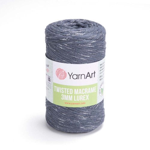 Sznurek YarnArt Twisted Macrame Lurex 3mm 761 / stal + srebro