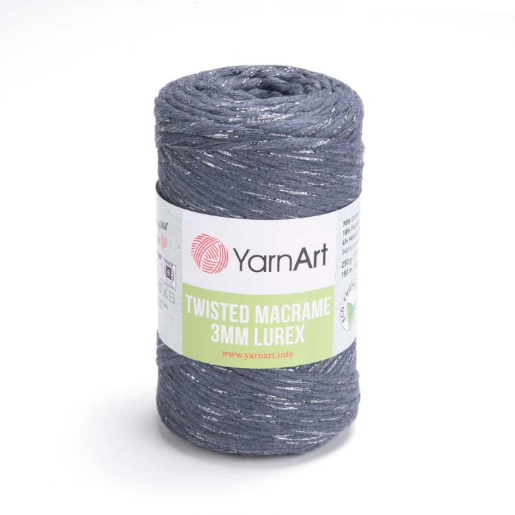 Sznurek YarnArt Twisted Macrame Lurex 3mm 761 / stal + srebro