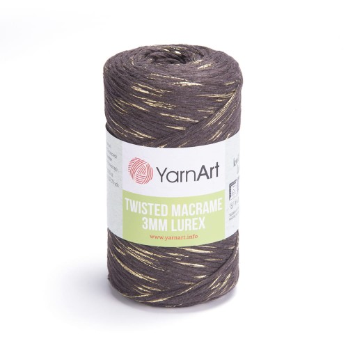 Sznurek YarnArt Twisted Macrame Lurex 3mm 769 / jasny brąz + złoto