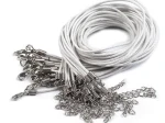 Sznurek bawełniany z karabińczykiem / 45 cm / biel / 1 szt / 150248