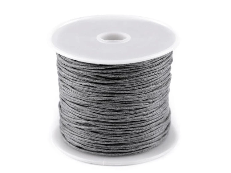Sznurek bawełniany woskowany 1mm / 20m / szary