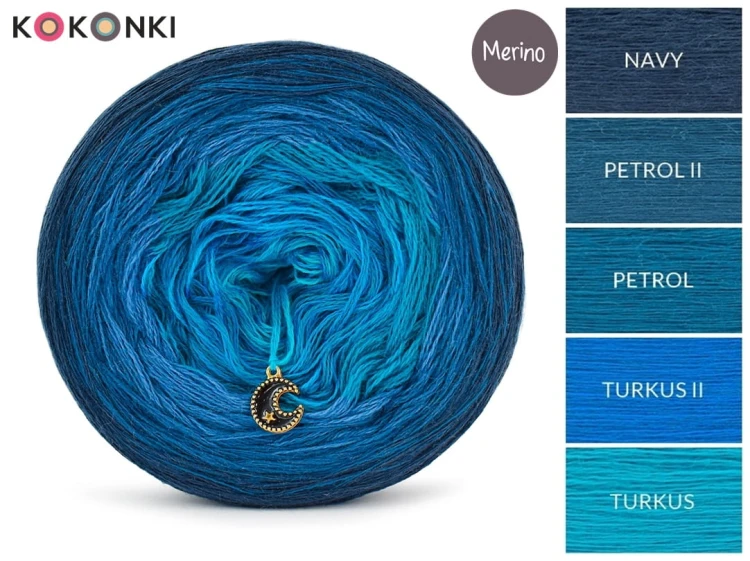 KOKONEK Merino 690 June Night 2 - Navy/petrol II/petrol/turkus II/turkus