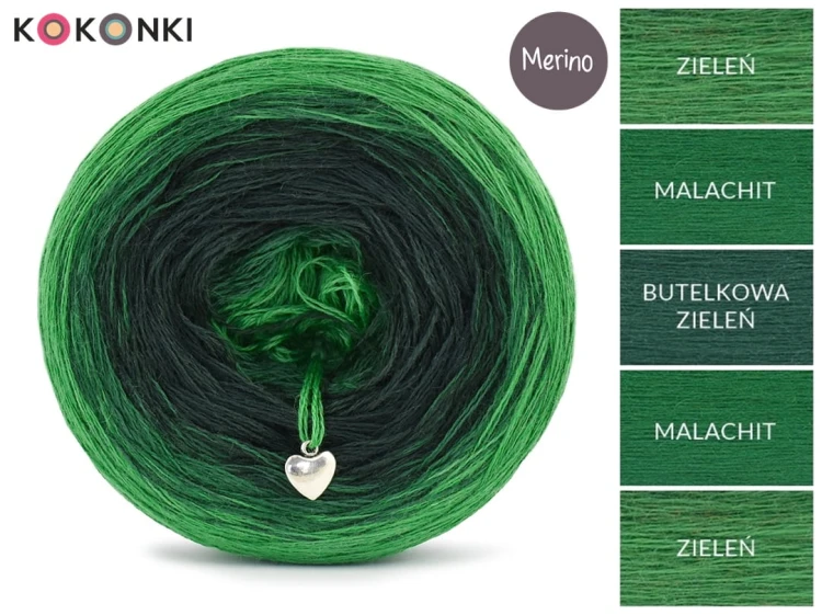 KOKONEK Merino Vest V04 - Zieleń/malachit/butelkowa zieleń/malachit/zieleń