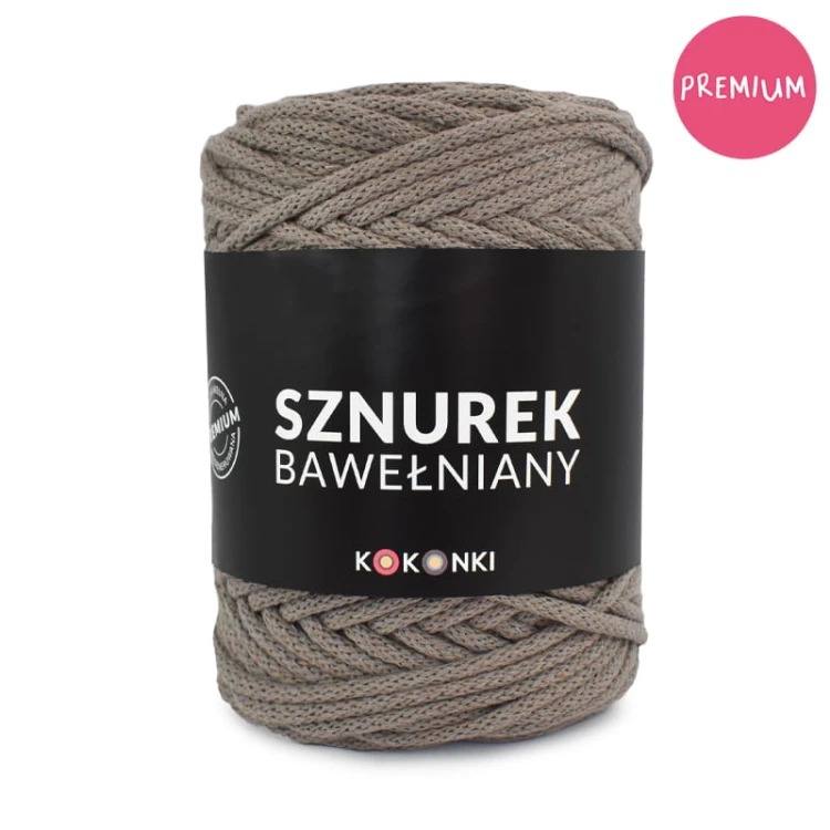 PREMIUM sznurek bawełniany by KOKONKI 5mm / rolka 100m / cappuccino