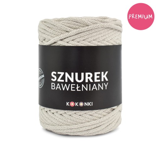PREMIUM sznurek bawełniany by KOKONKI 5mm / rolka 100m / jasny beż
