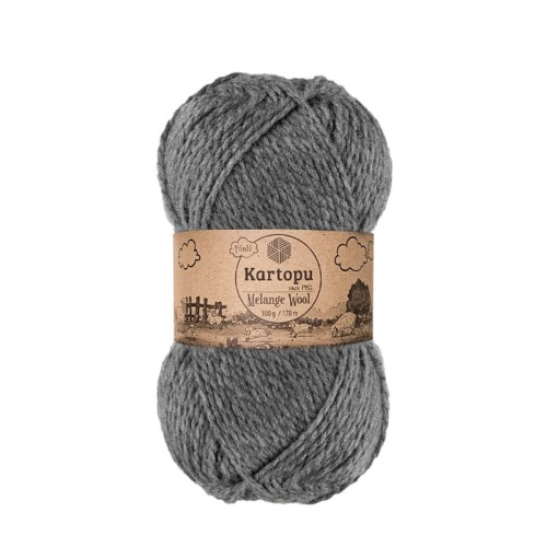 Włóczka Kartopu Melange Wool K1002 / ciemny szary