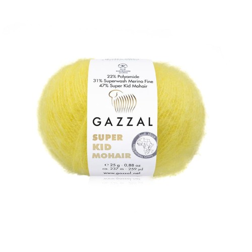 Włóczka Gazzal Super Kid Mohair 64431 / intensywny żółty