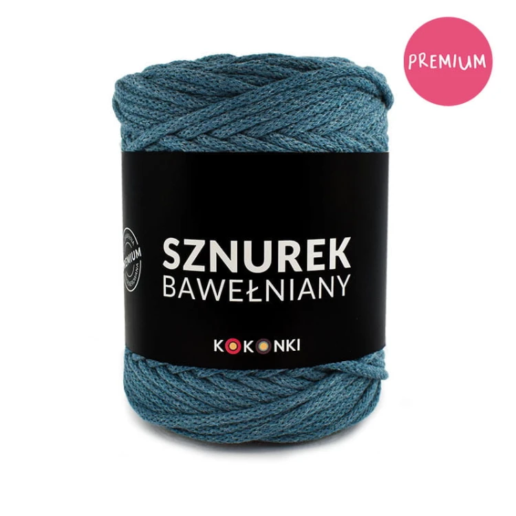 PREMIUM sznurek bawełniany by KOKONKI 5mm / rolka 100m / petrol