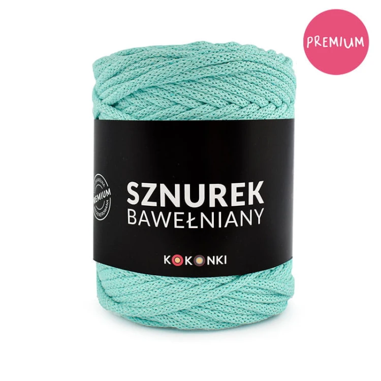 PREMIUM sznurek bawełniany by KOKONKI 5mm / rolka 100m / mięta