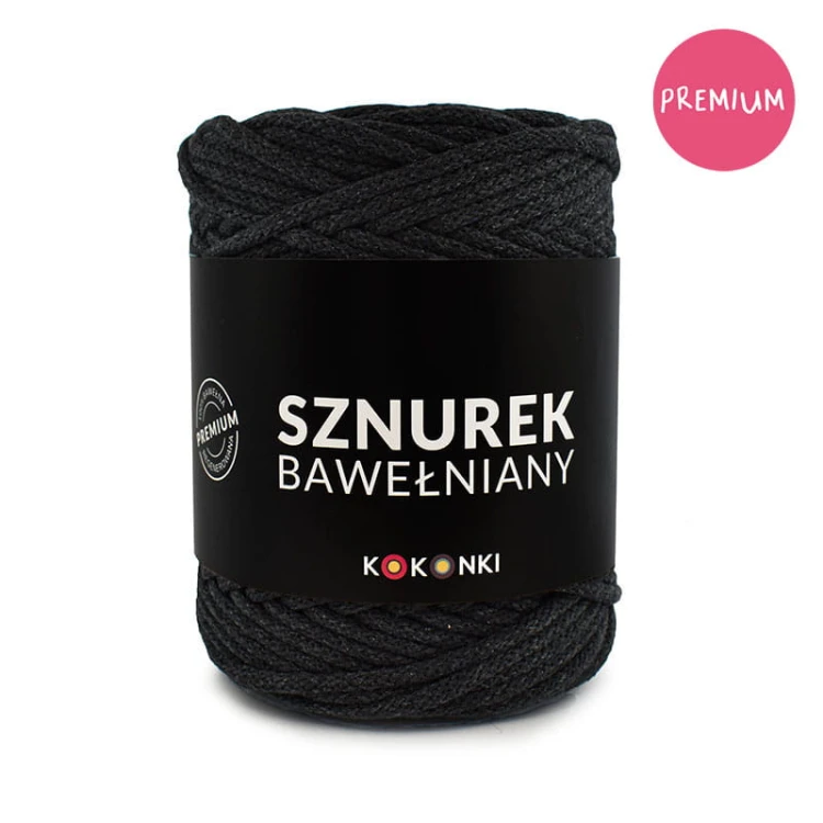 PREMIUM sznurek bawełniany by KOKONKI 5mm / rolka 100m / grafit