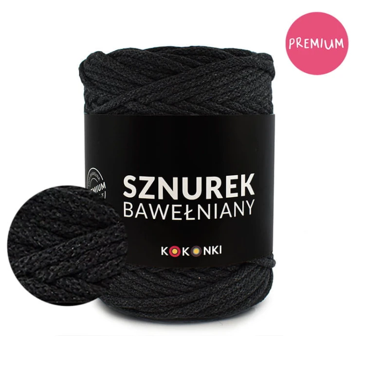 PREMIUM sznurek bawełniany by KOKONKI 5mm / rolka 100m / grafit
