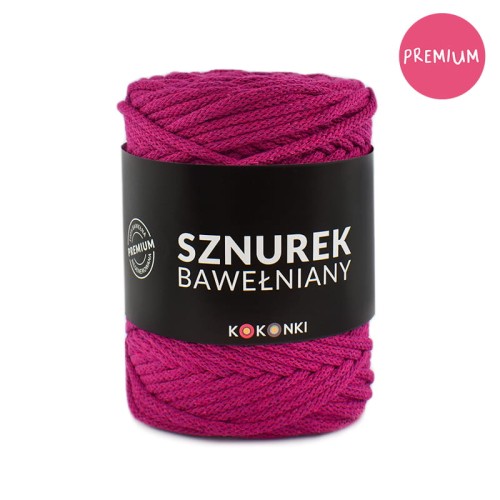 PREMIUM sznurek bawełniany by KOKONKI 5mm / rolka 100m / piwonia