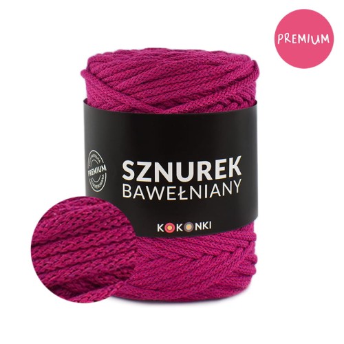 PREMIUM sznurek bawełniany by KOKONKI 5mm / rolka 100m / piwonia