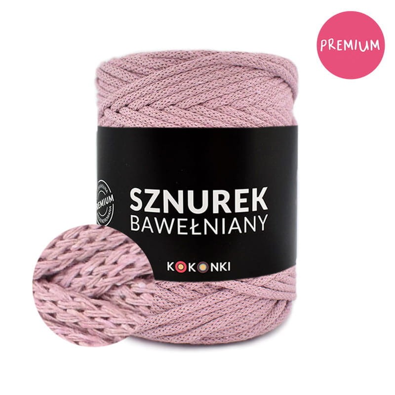 PREMIUM sznurek bawełniany by KOKONKI 5mm / rolka 100m / brudny róż