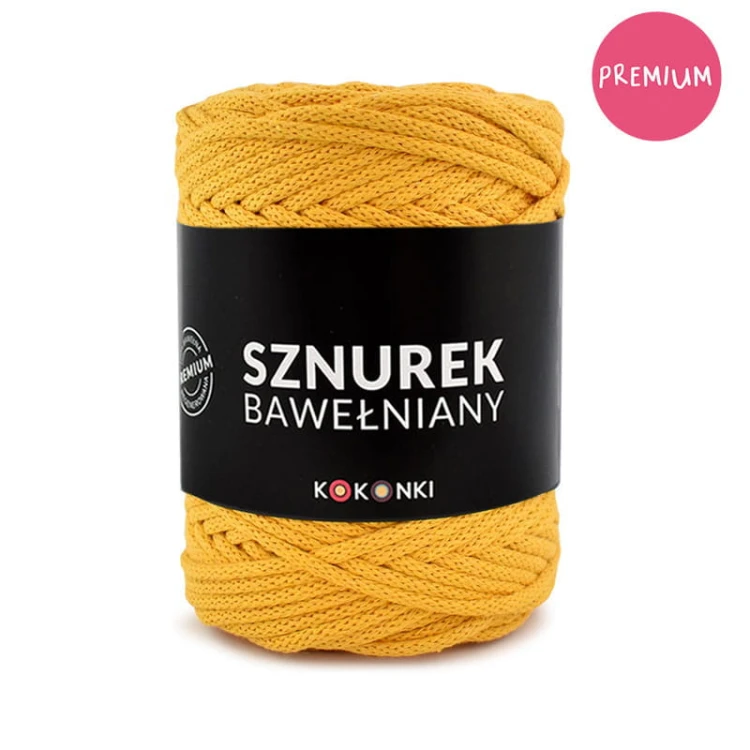 PREMIUM sznurek bawełniany by KOKONKI 5mm / rolka 100m / kurkuma