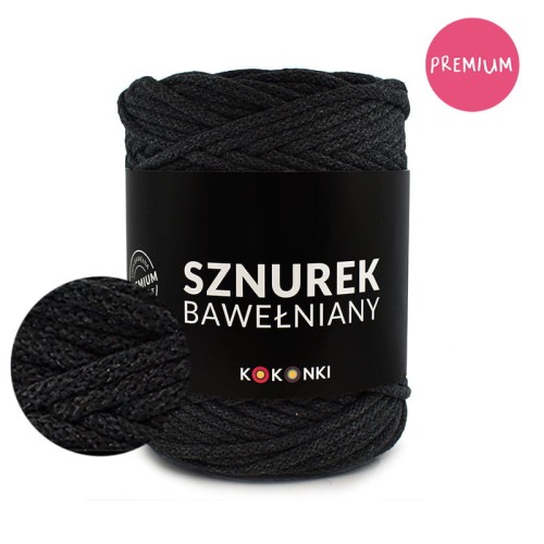 PREMIUM sznurek bawełniany by KOKONKI 5mm / rolka 100m / grafit (wiązany)