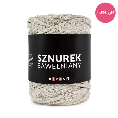 PREMIUM sznurek bawełniany by KOKONKI 5mm / rolka 100m / lniany