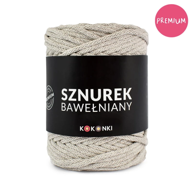 PREMIUM sznurek bawełniany by KOKONKI 5mm / rolka 100m / lniany