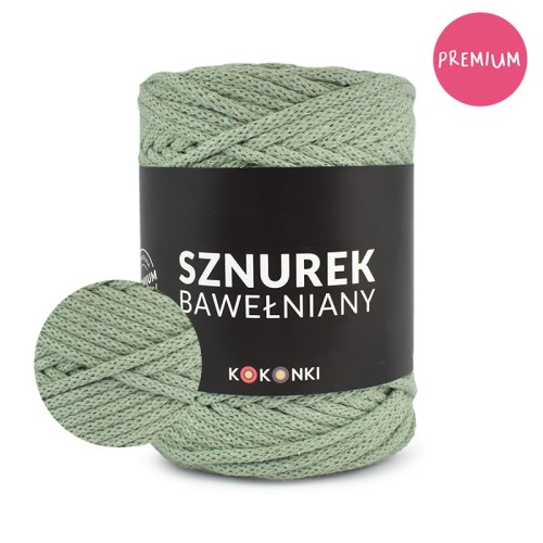 PREMIUM sznurek bawełniany by KOKONKI 5mm / rolka 100m / szałwia (wiązany)