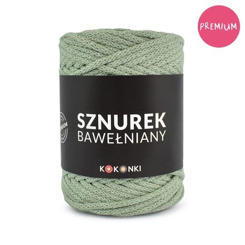 PREMIUM sznurek bawełniany by KOKONKI 5mm / rolka 100m / szałwia (wiązany)