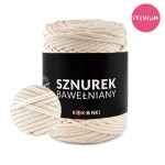 PREMIUM sznurek bawełniany by KOKONKI 5mm / rolka 100m / krem - OUTLET