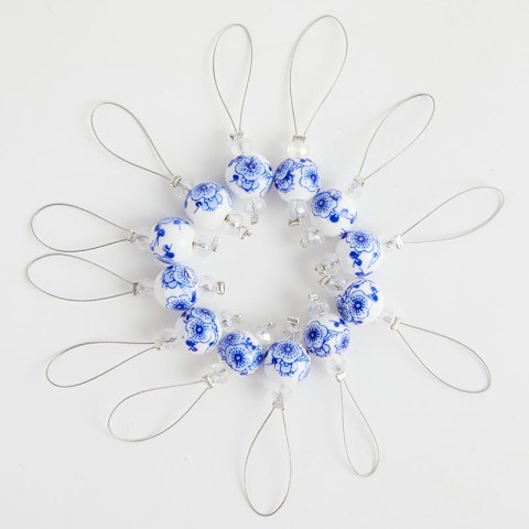 Znaczniki do drutów KnitPro Zooni Blooming Blue + etui / 12 szt.