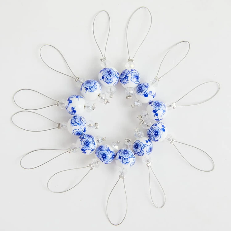 Znaczniki do drutów KnitPro Zooni Blooming Blue + etui / 12 sztuk