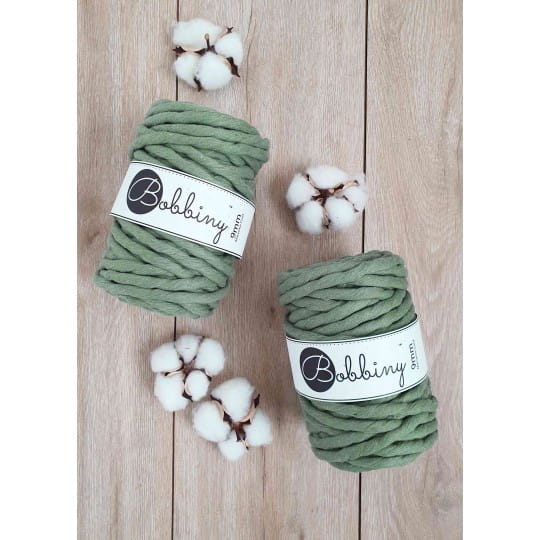 Sznurek skręcany bawełniany Bobbiny Macrame Cord / Szałwia / Eucalyptus Green / 9mm / 30m