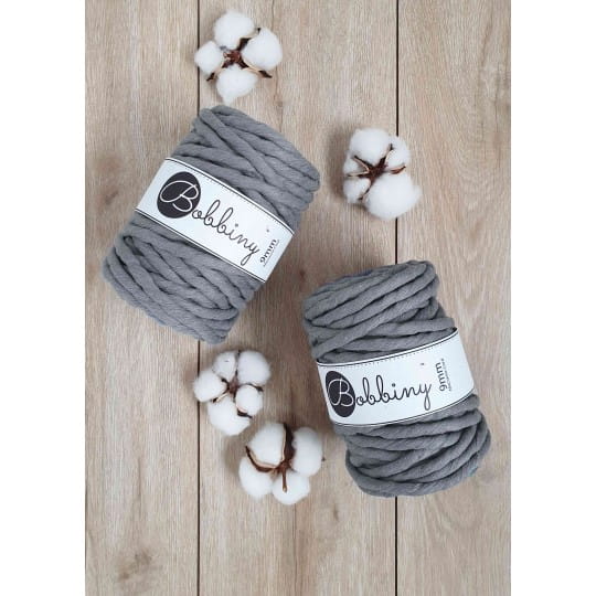 Sznurek skręcany bawełniany Bobbiny Macrame Cord / Stalowy / Steel / 9mm / 30m