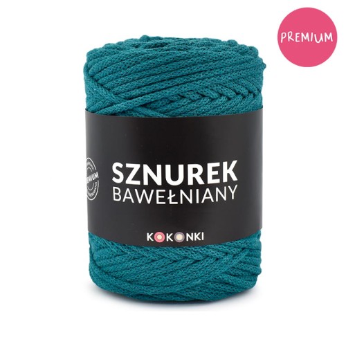 PREMIUM sznurek bawełniany by KOKONKI 5mm / rolka 100m / ciemny szmaragd