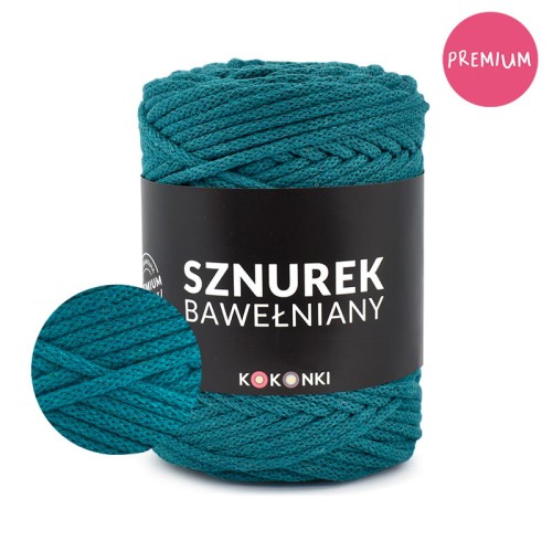 PREMIUM sznurek bawełniany by KOKONKI 5mm / rolka 100m / ciemny szmaragd