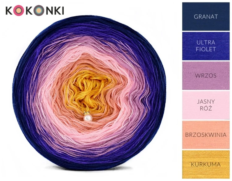 KOKONEK A115 Granat/ultrafiolet/wrzos/jasny róż/brzoskwinia/kurkuma